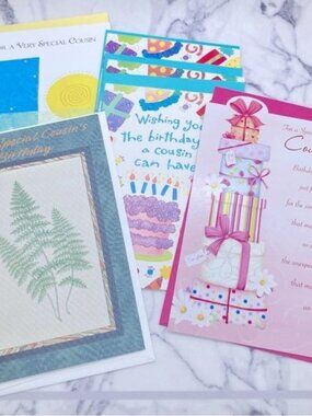 Cousin Birthday Cards Set A (6 Cards) New with Envelopes Vintage New Old Stock